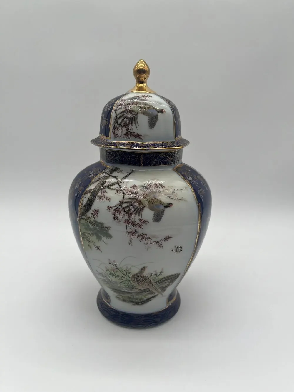 Vintage Shibata Chinaware Piece Art Decor Japanese Porcelain Ginger Jar with Lid
